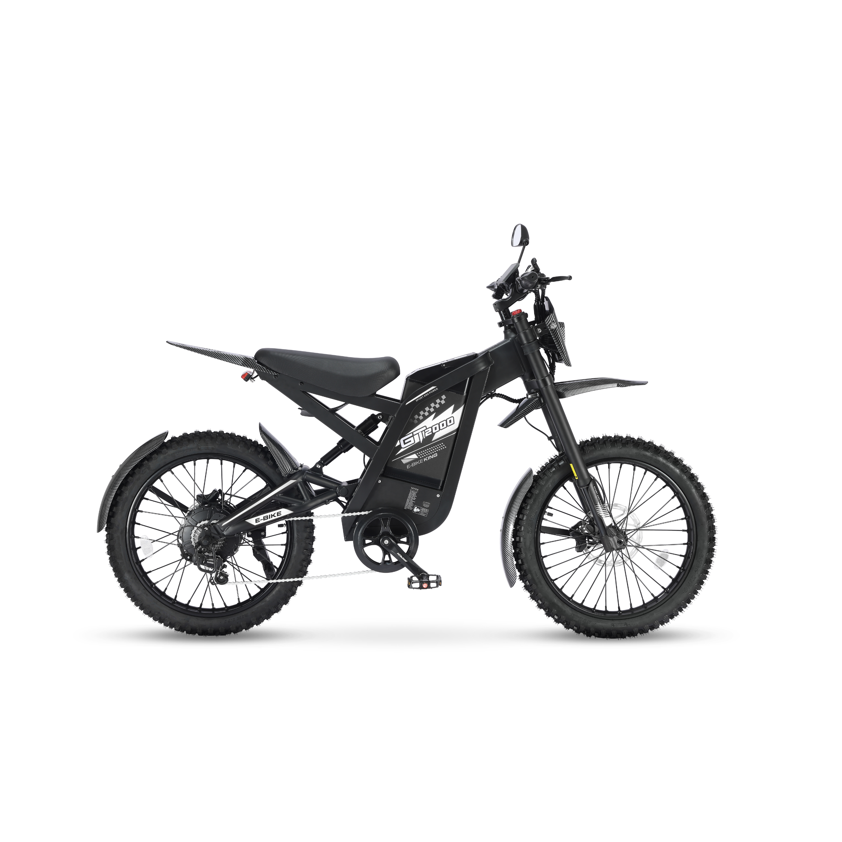 GT2000 - Electric Dirt Bike - Zwart - Opvoerbaar - Ouxi Fatbike - 6 Km/Pu Gashendel