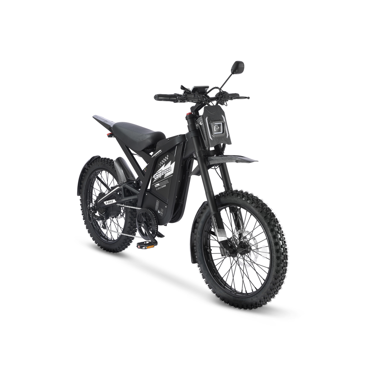 Ouxi GT2000 2.0 Fatbike in Schwarz, schräge Frontansicht