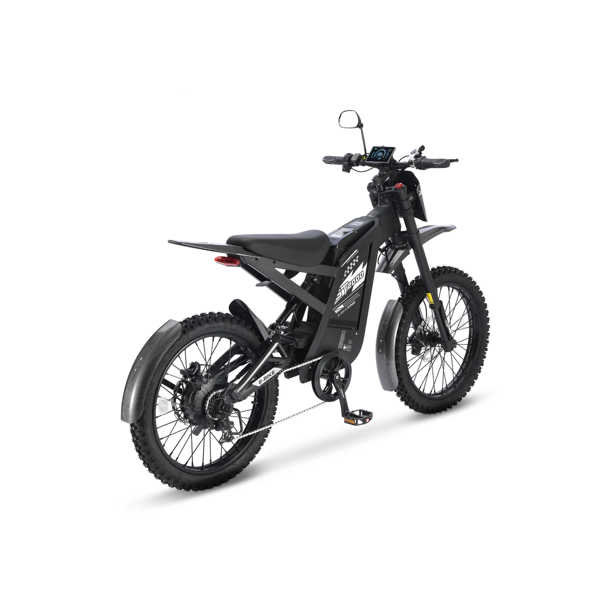 Ouxi GT2000 2.0 Fatbike in Schwarz, schräge Heckansicht
