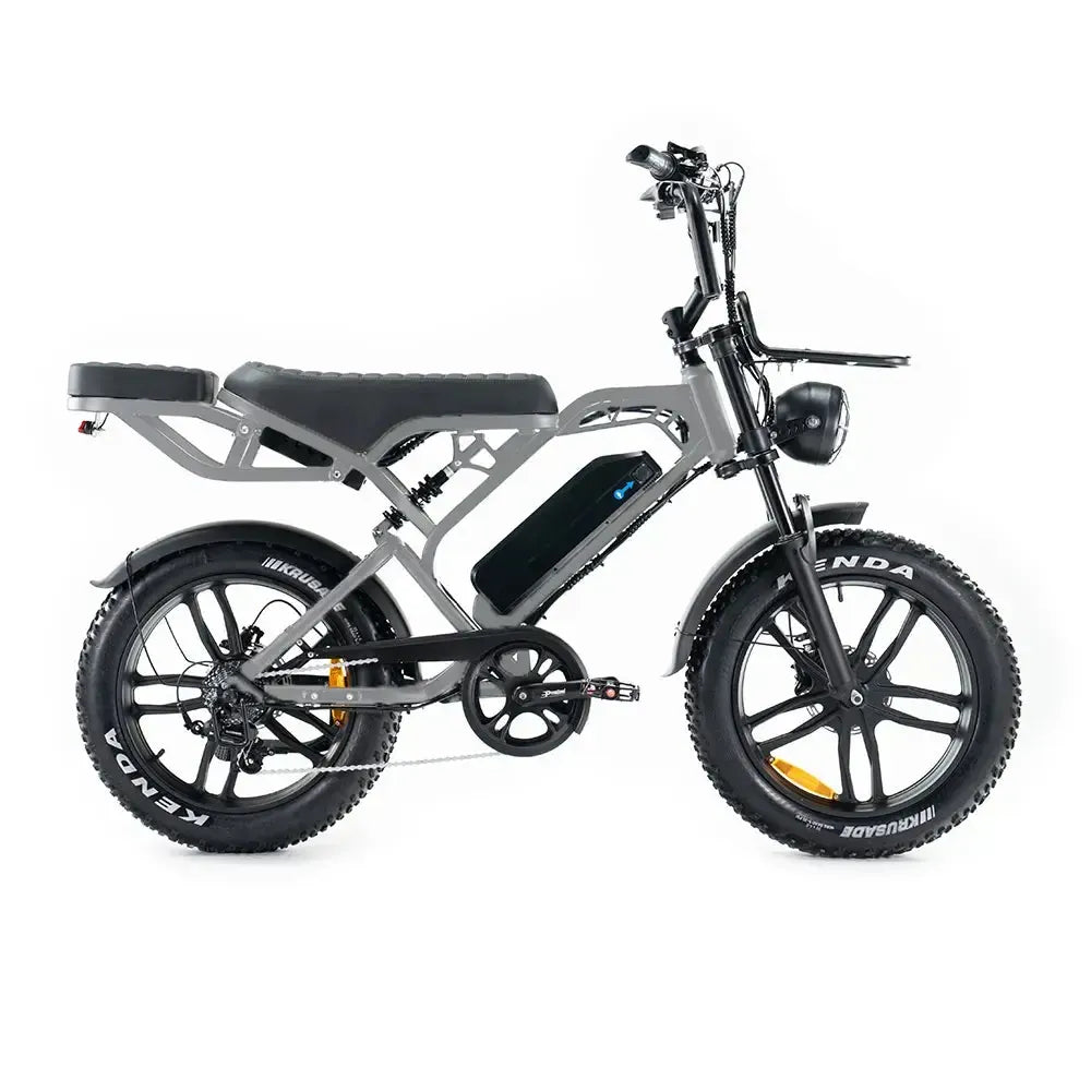 QMWheel V20 Pro fatbike in lichtgrijs, productfoto 2