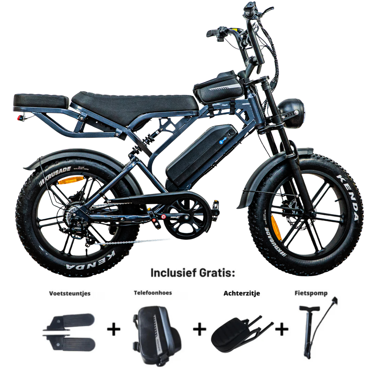 Фэтбайк QMWheel V20 Pro тёмно-серого цвета, фото товара 1