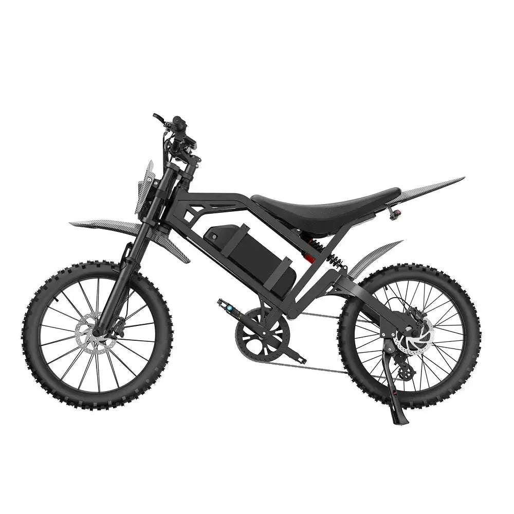 Fatbike QMWheel V20 Cross en noir, vue latérale de l'autre côté avec freins à disque et béquille