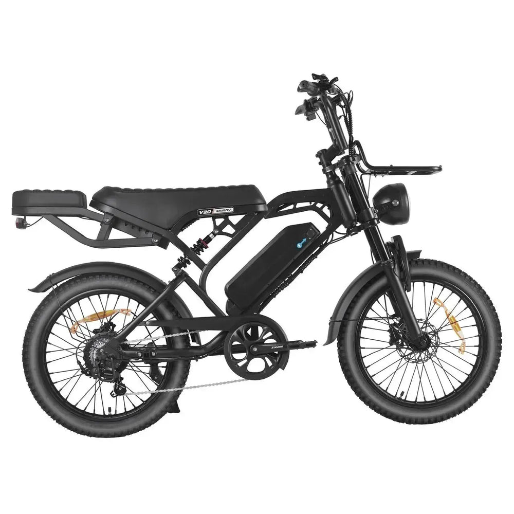 QMWheel V20 Pro Skinny Bike siyah renkte skinny bike, vitesli aktarma tarafından yandan görünüm