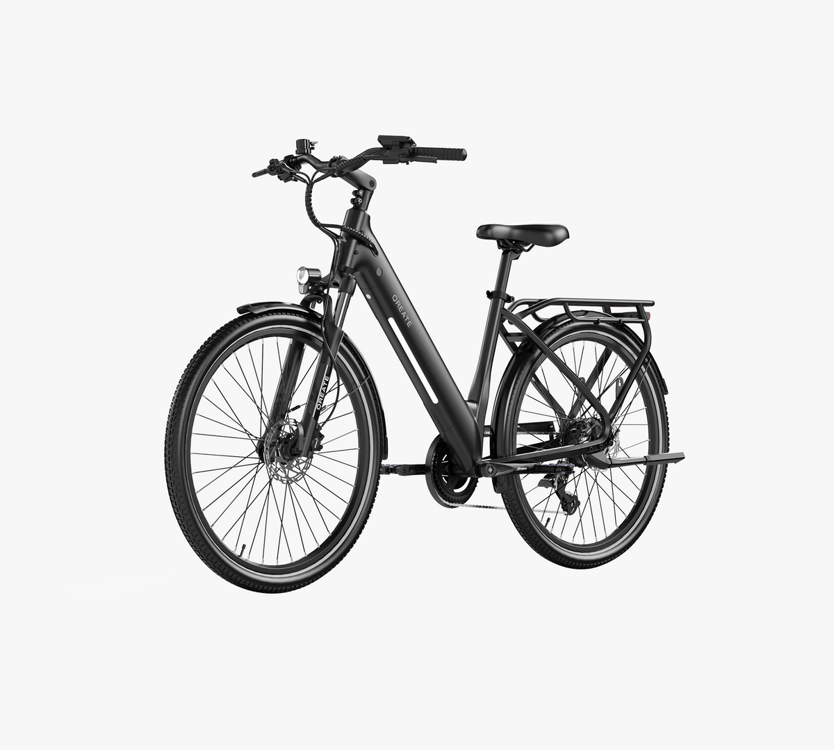 Rower elektryczny Qreate City Air w kolorze czarnym, widok z drugiej strony