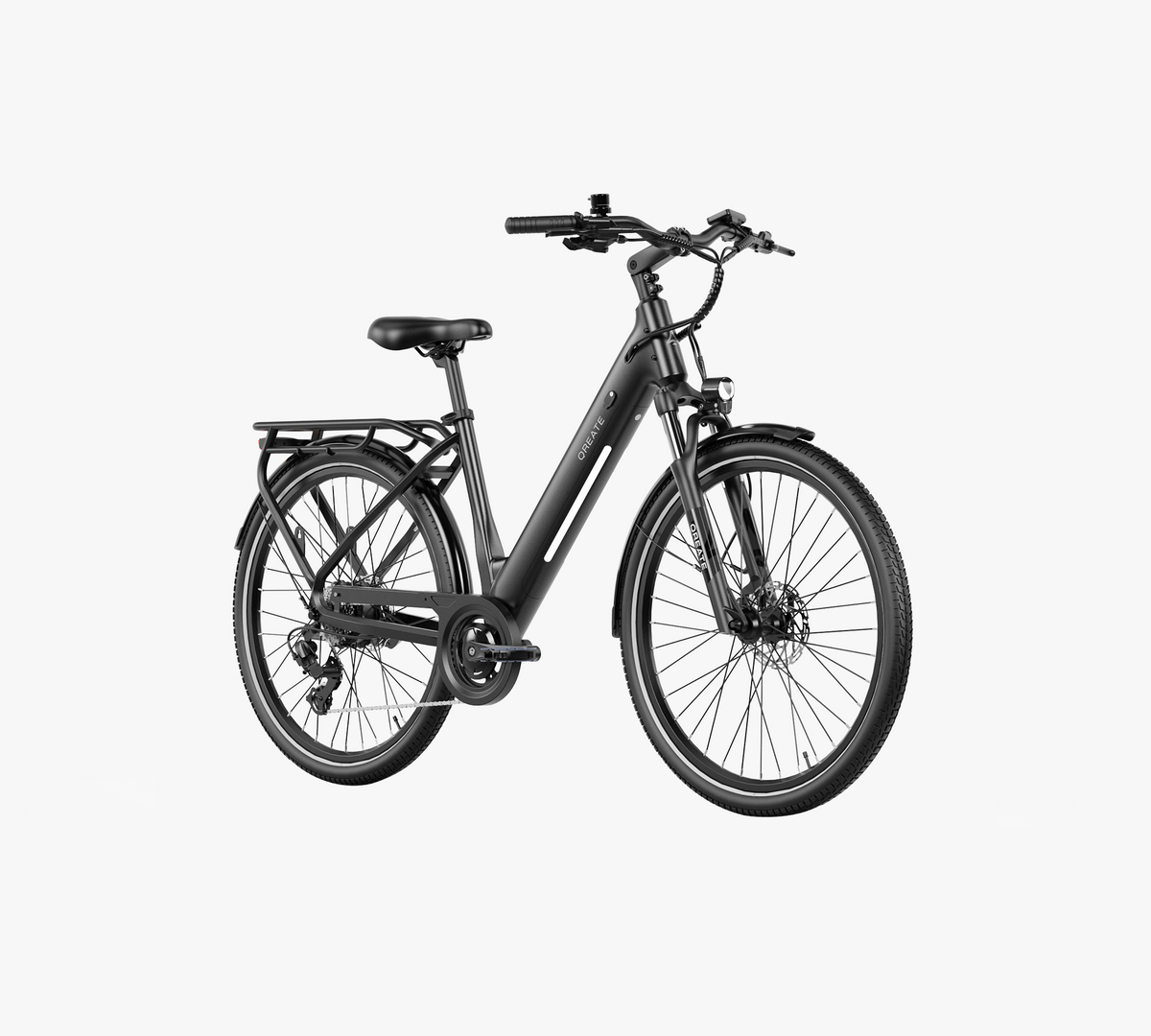 Rower elektryczny Qreate City Air w kolorze czarnym, widok z drugiej strony